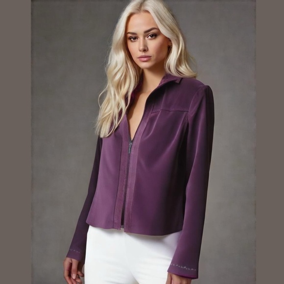 YVONNE MARIE~PURPLE JACKET~100% LEATHER~NWOT~ - Picture 1 of 9